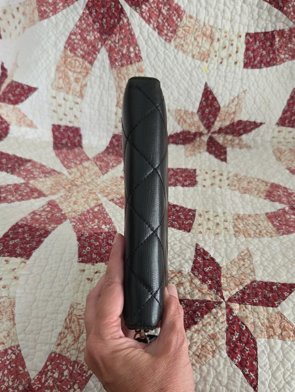 kate spade Black Quilted Zip-Around Wallet with Gold Plaque - Picture 7 of 9